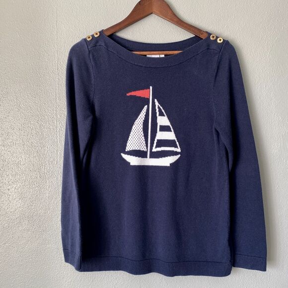 Charter Club Regatta Royale Nautical Sailboat Pullover Sweater Women's Medium - Picture 2 of 10